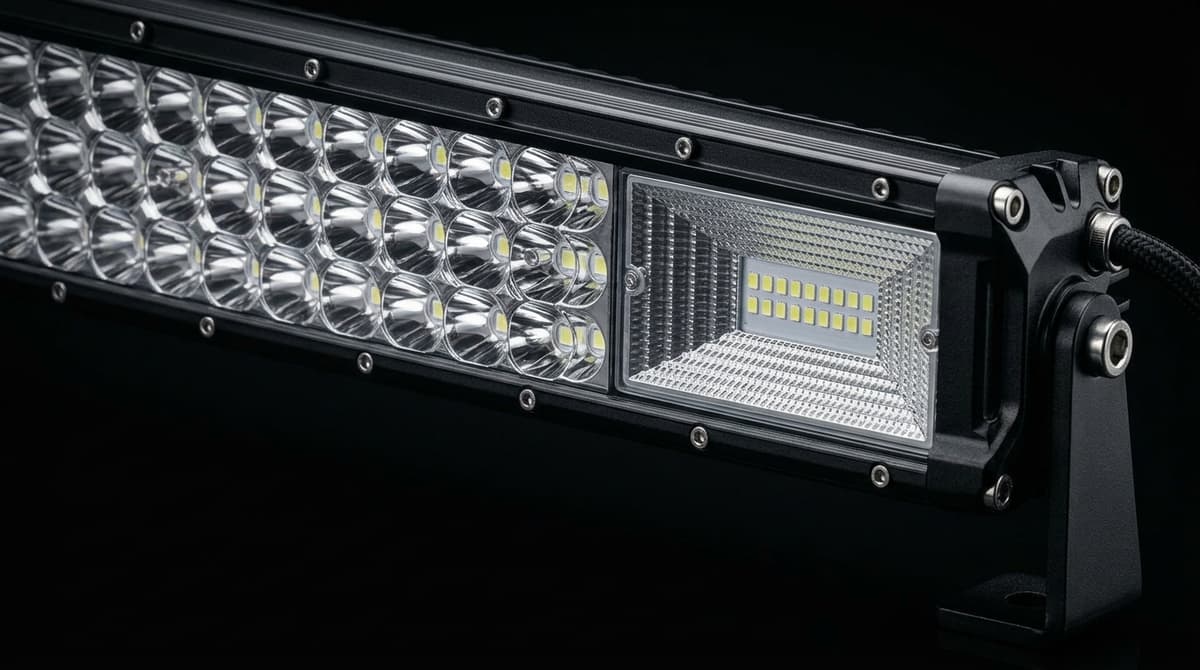 Barre LED droite triple rangée haute puissance Next‑Tech, optiques combo spot et flood pour 4x4 et rallye off-road