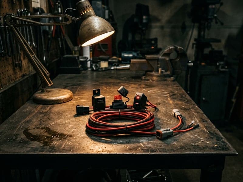 Faisceau de câblage avec relais et interrupteur pour barre LED 12V/24V sur établi d'atelier auto