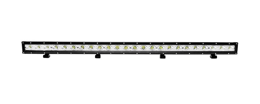 Barre LED DAKAR 120W éteinte vue de face montrant les 24 LED alignées et les quatre supports de fixation