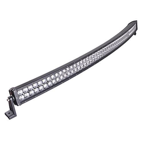 Barre LED 300W 100 LED incurvée vue en perspective trois-quarts avec support latéral