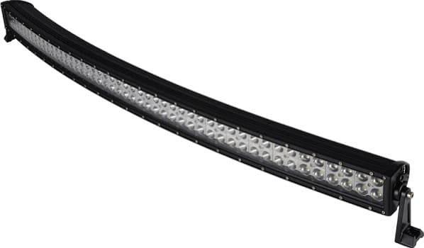 Rampe LED 300W FLEX 1350mm inclinée mettant en valeur l'arc incurvé et les optiques