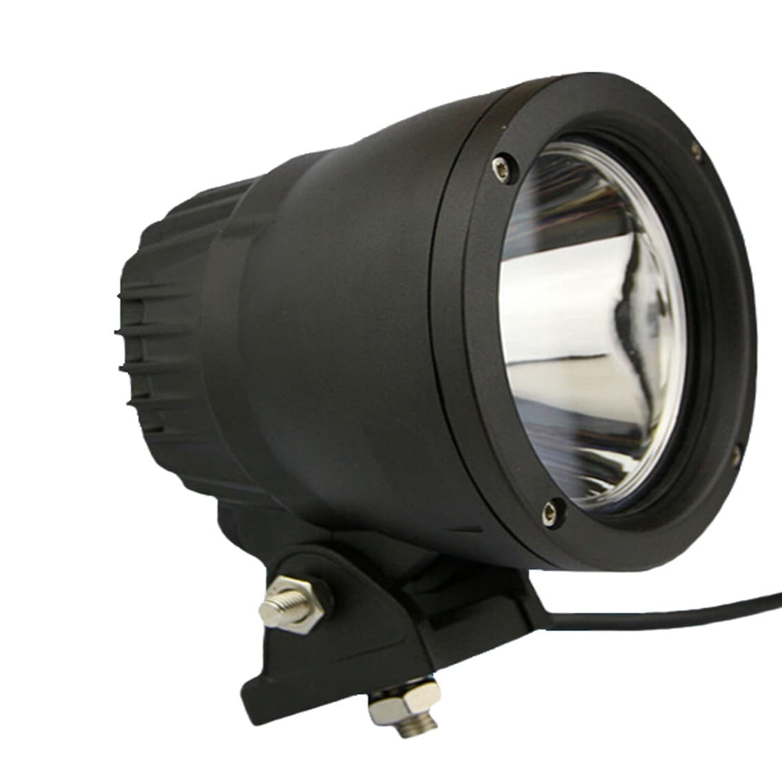 Projecteur LED rond 4 pouces 25W vue latérale avec ailettes de refroidissement pour 4x4