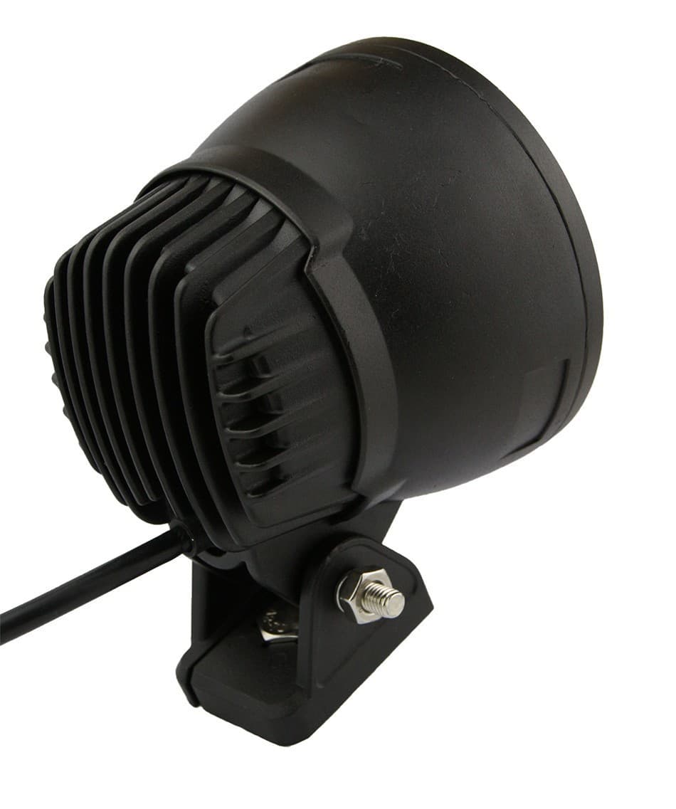 Vue arrière du feu LED 25W rond montrant dissipateur thermique aluminium nervuré