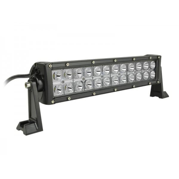 Rampe LED rallye 72W 24 LEDs vue de trois quarts, supports de fixation orientables