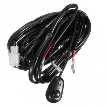 Câble relais universel barre LED avec connecteurs blancs et bouton interrupteur, faisceau 300W enroulé pour éclairage auxiliaire auto
