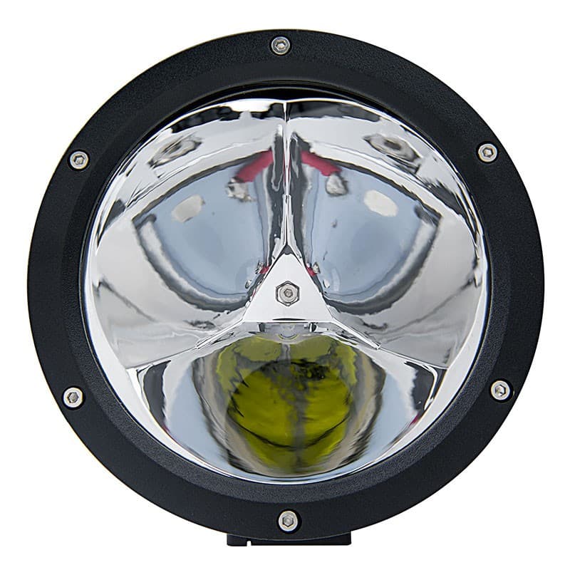 Phare LED spot 45W 180mm vue de face, optique CREE 3x15W avec réflecteur chromé multi-facettes
