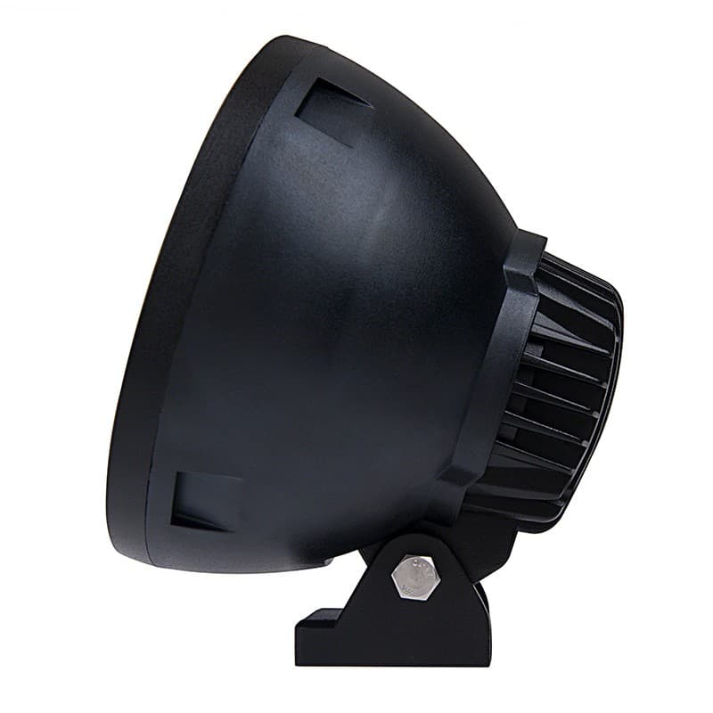 Feu LED longue portée 45W vue de profil, boîtier aluminium noir avec ailettes de refroidissement