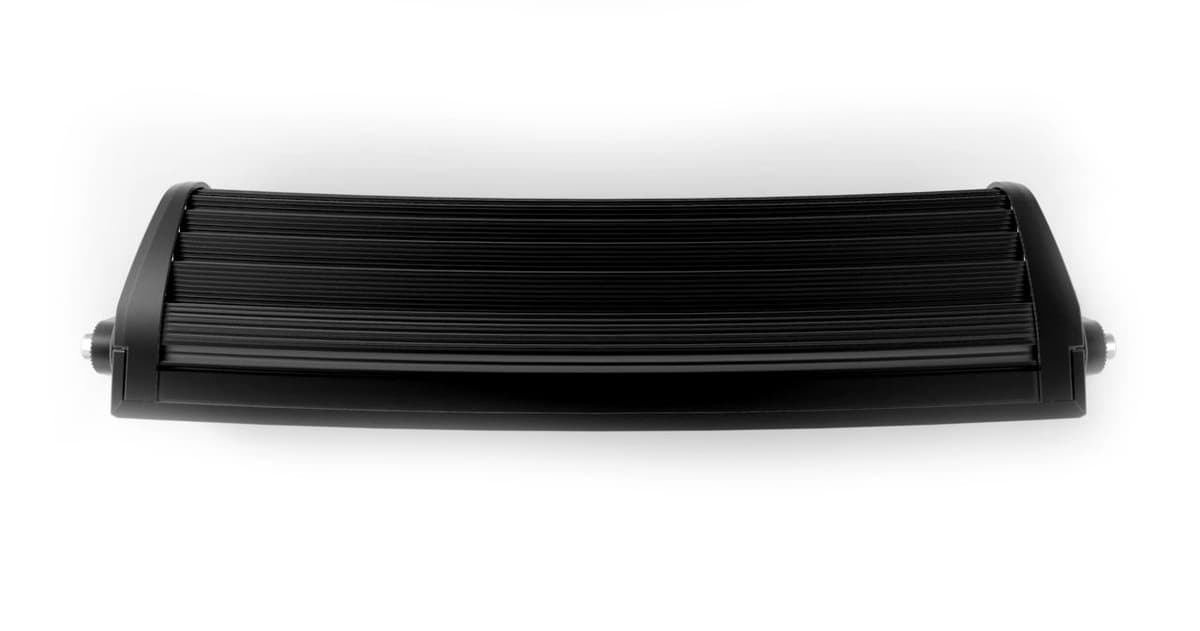 Vue arrière barre LED incurvée 60W 345mm, boîtier aluminium noir avec dissipateur thermique nervuré