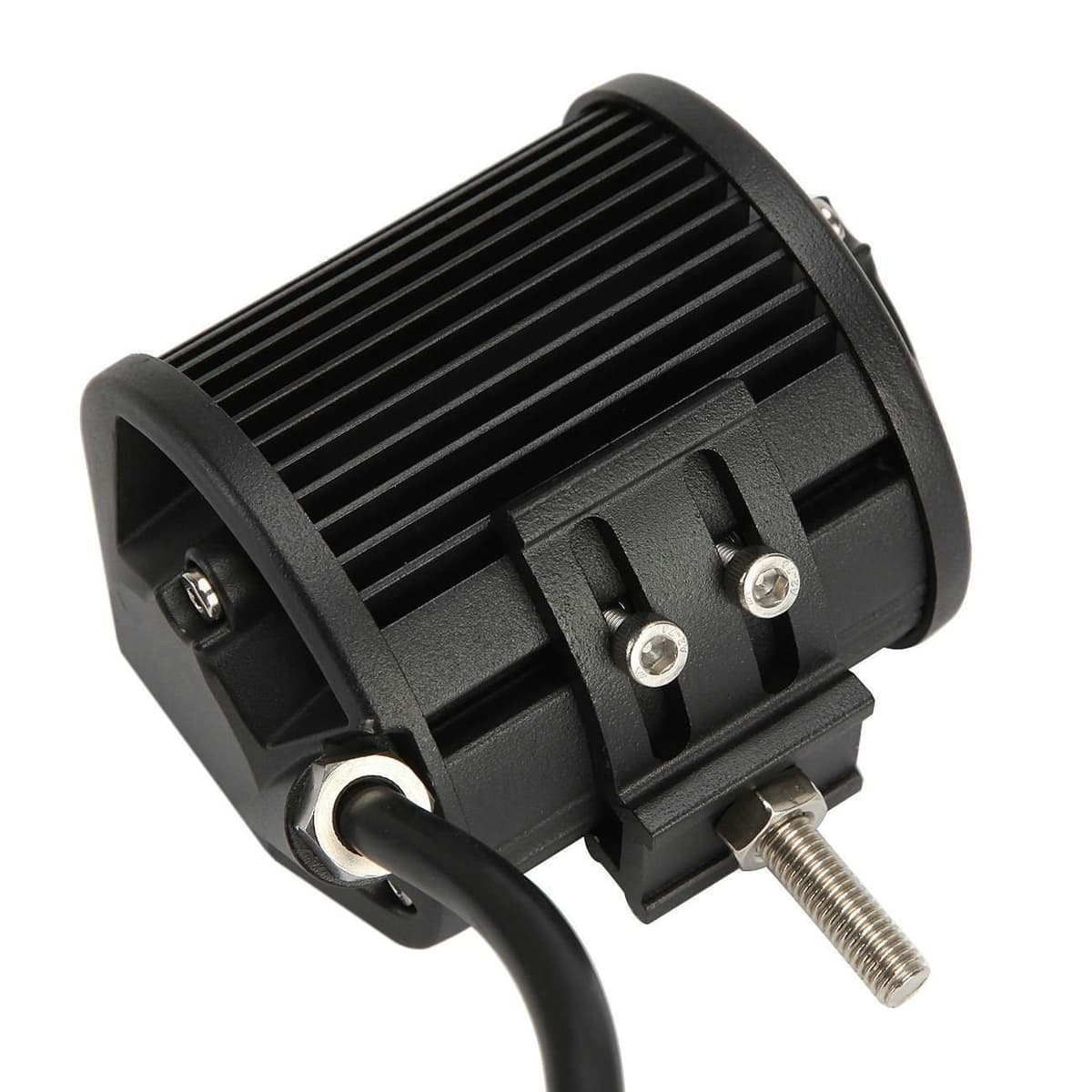 Feu LED auto 18W vu de dessous avec sortie de câble étanche et support inox réglable