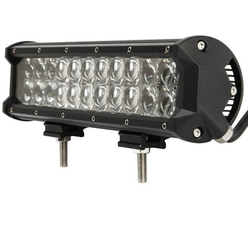 Rampe longue portée LED 72W vue de trois-quarts avec optiques 4D et dissipateur latéral
