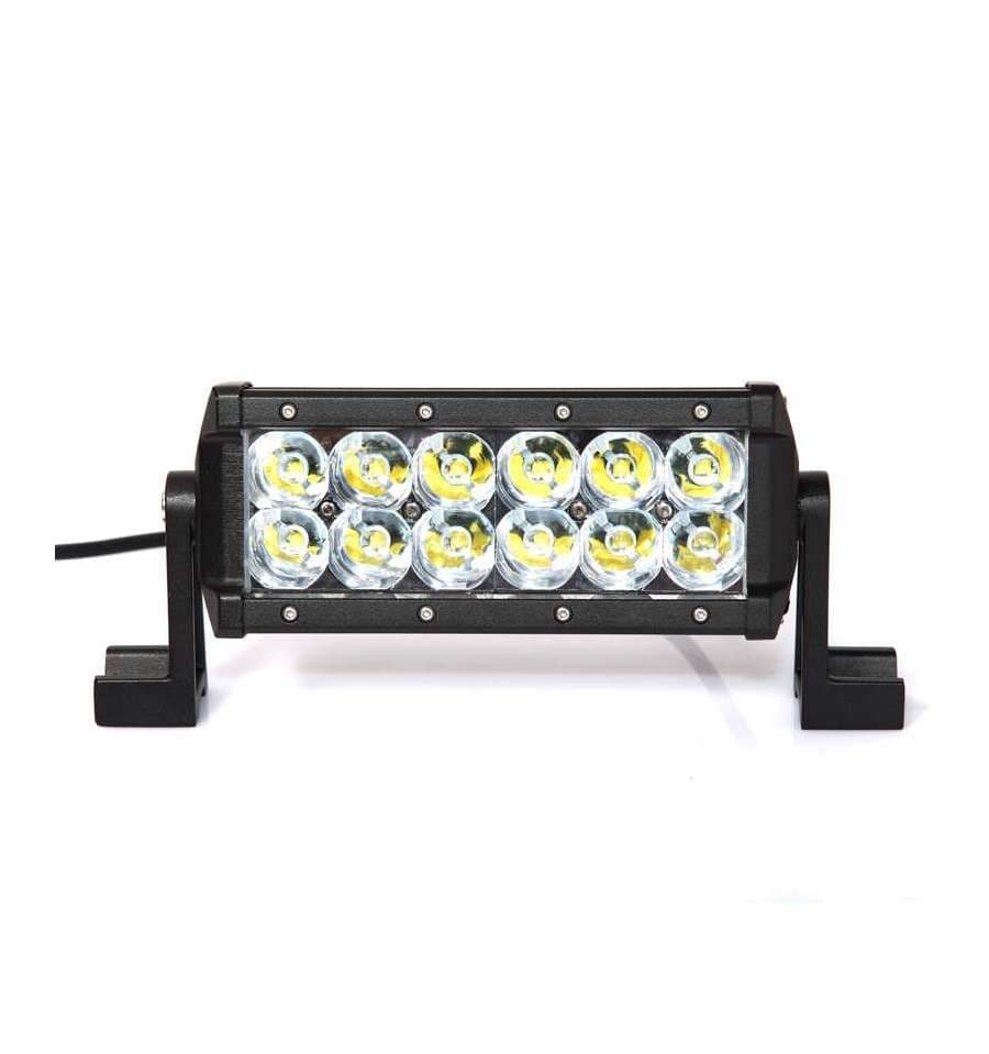 Barre LED SSV 36W vue de face montrant les 12 leds dual spot flood sur double rangee