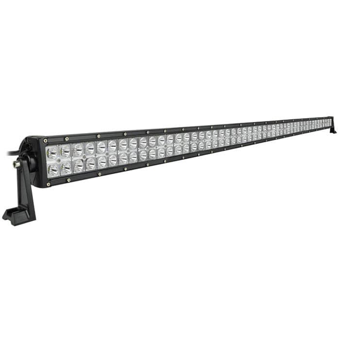 Barre LED 288W 96 LED double rangée 1280mm vue trois quarts boîtier aluminium noir