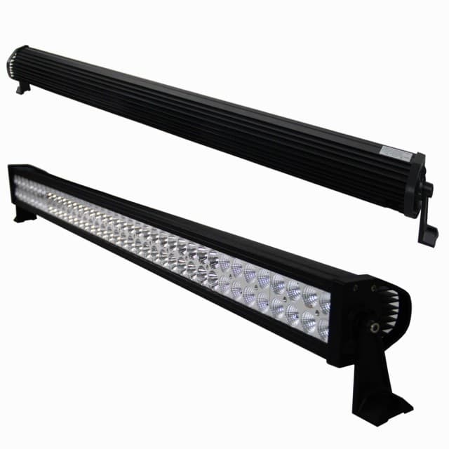 Rampe LED 288W vue avant et arrière montrant dissipateur aluminium et optiques 4x4