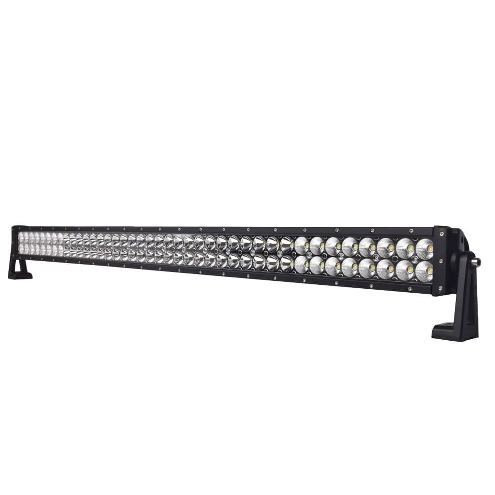 Barre LED 80 leds dual beam spot flood 240W vue trois quarts arrière droite, châssis aluminium noir