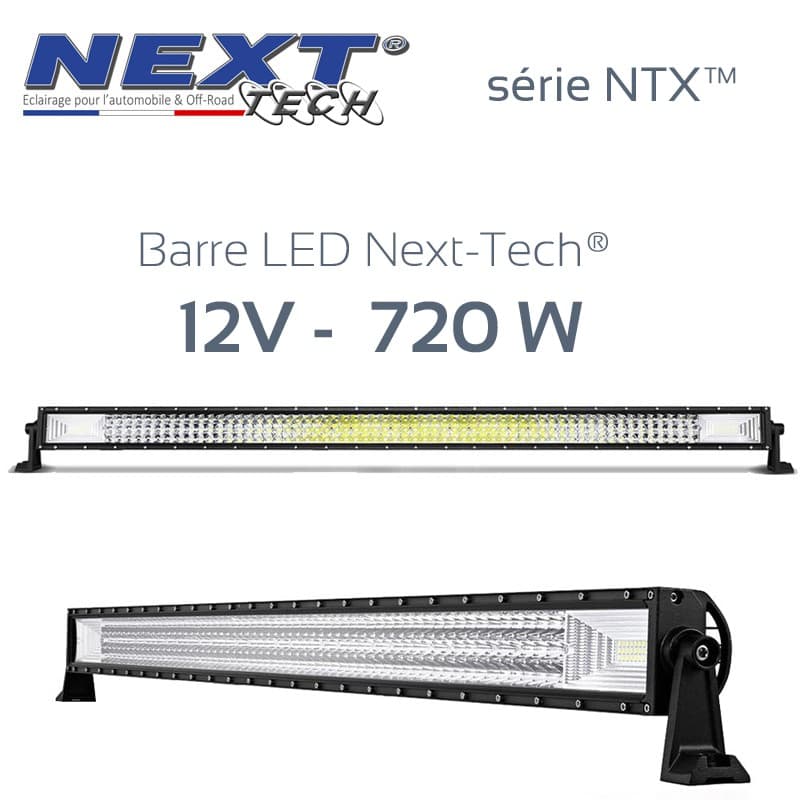 Barre LED automobile 720W 1250mm allumée et éteinte, double rangée 236 LED série NTX pour off-road