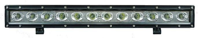 Barre LED auto 12 LED vue frontale avec boîtier aluminium et supports de montage